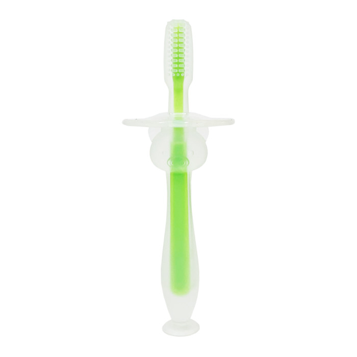 Силиконовая зубная щетка с ограничителем зеленая, в пак. 16*8см, ТМ MEGAZayka