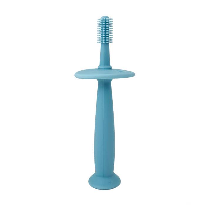 Силиконовая зубная щетка с ограничителем синяя, в пак. 14*10см, ТМ MEGAZayka