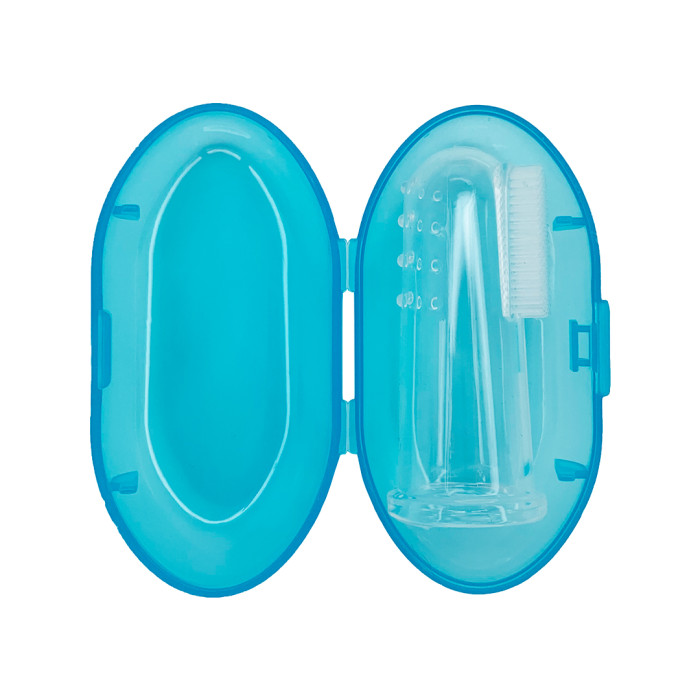 Силиконовая зубная щетка для десен голубая в футляре, в пак. 10*9см, ТМ MEGAZayka