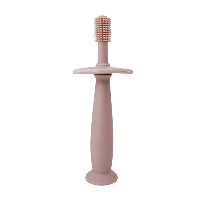 Силиконовая зубная щетка с ограничителем розовая, в пак. 14*10см, ТМ MEGAZayka