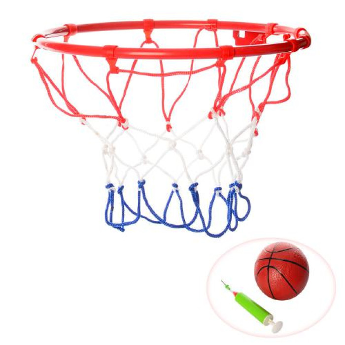 Баскетбольное кольцо 22см, метал, сетка, мяч 16см, насос, игла, крепеж, в кор. 25*26*3см (24шт)