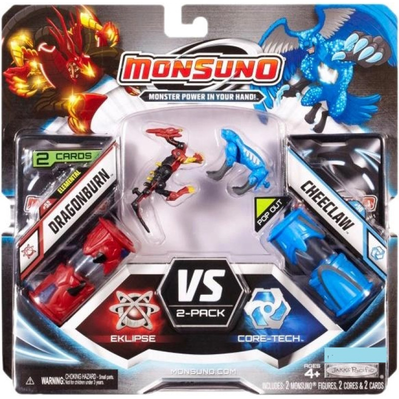 Игрушка Набор для битвы на 2 игрока Monsuno Eklipse - Core-Tech DRAGONBURN и CHEECLAW (Сombat 2-Packs) W4 (2 фигурки, 2 капсулы, 2 карты), на планш. 25*24см