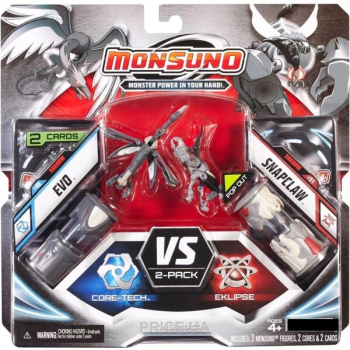 Игрушка Набор для битвы на 2 игрока Monsuno Core Tech - Eklipse EVO и SNAPCLAW (Сombat 2-Packs) W4 (2 фигурки, 2 капсулы, 2 карты), на планш. 25*24см)