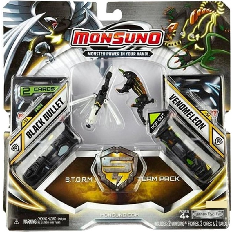 Игрушка Набор для битвы на 2 игрока Monsuno STORM BLACK BULLET и VENOMELEON (Сombat 2-Packs) W4 (2 фигурки, 2 капсулы, 2 карты), на планш. 25*24см