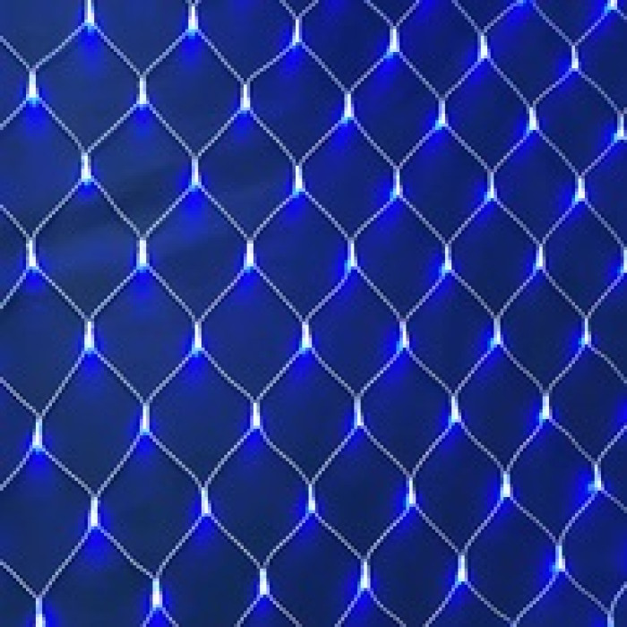 Гирлянда сетка, прозрачный шнур, 120 L, 2*2м синяя, от сети, в кор. 13*7*8см