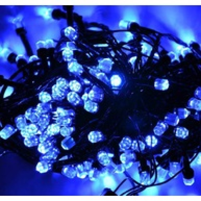 Гирлянда кристалл, 300 LED, черный шнур, синий, от сетки, в кор. 16*8*9см
