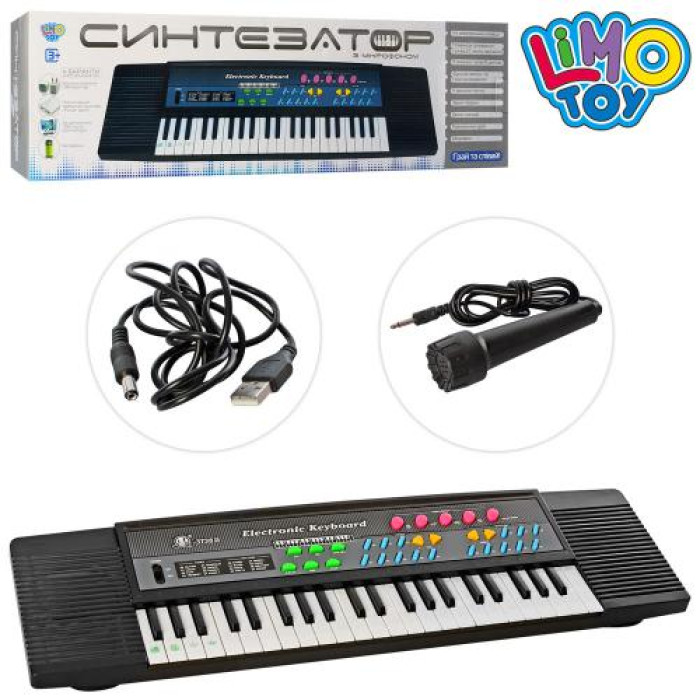 Синтезатор LIMO TOY 44 клавиши, 63см, микрофон, запись, демо, USB зар., от сети, в кор. 63*18*6см(24шт)