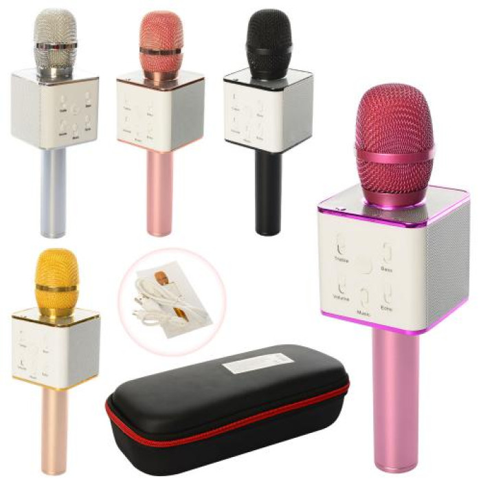 Микрофон аккум, 25см, USB, Bluetooth, микс цветов, в футляре 28*11,5*7см (10шт)