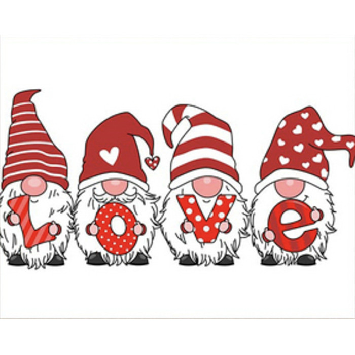 Алмазная мозаика Gnomes with love lettering 40х50см квадратные камни-стразы, на подрамнике, термопакет, ТМ Стратег, Украина