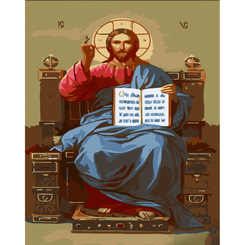 Картина по номерам Иисус на престоле 30х40см, в термопакете, ТМ Стратег, Украина