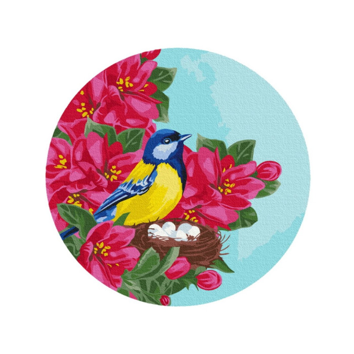 Картина по номерам «Синица в цветах (Размер M)», d30см, ТМ Brushme, Украина