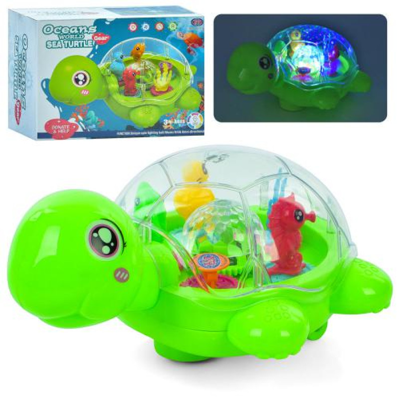Музыкальная игрушка морская черепаха 23см, шестеренки, ездит, звук, свет, на батар., в кор. 22,5*16,5*10,5см (36шт)