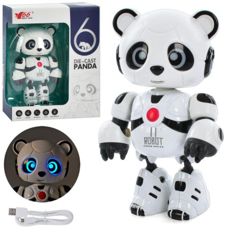 Животное панда 13 см, аккумулятор, USB, повторяет, звук, свет, функция записи, в кор. 18*14*7см (16шт)