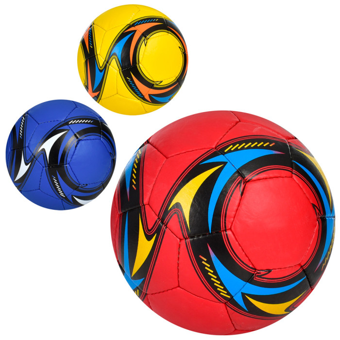 Мяч футбольный размер 5, ПУ1,4мм, 4слоя, 32 панели, ручная работа, 400-420г, 3цв, пак. (30шт)