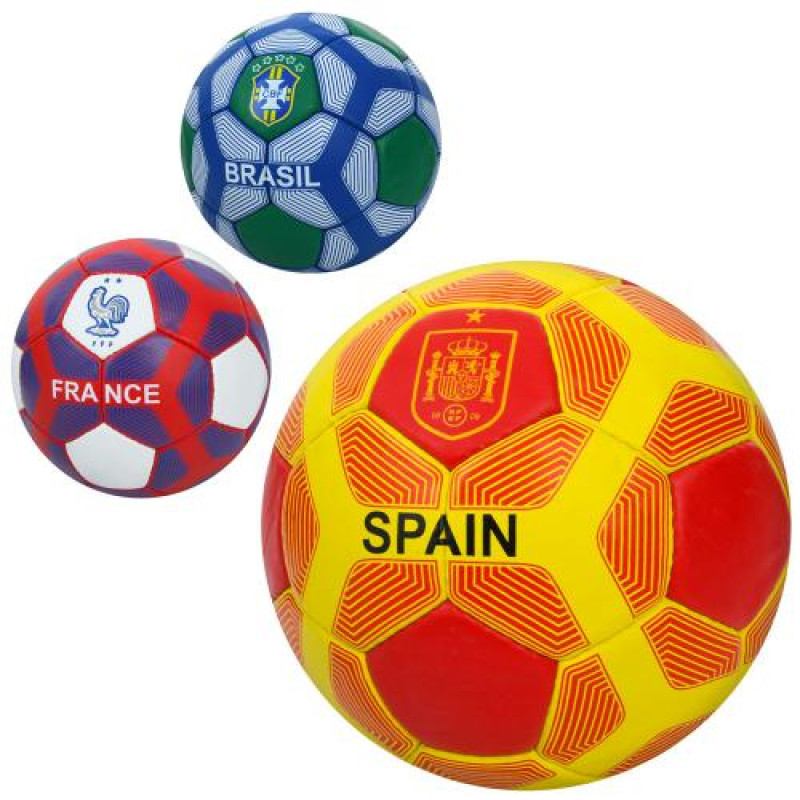 Мяч футбольный, размер 5, ПУ1, 4мм, ручная работа, 32 панели, 400-420г, 3цвета, пак. (30шт)