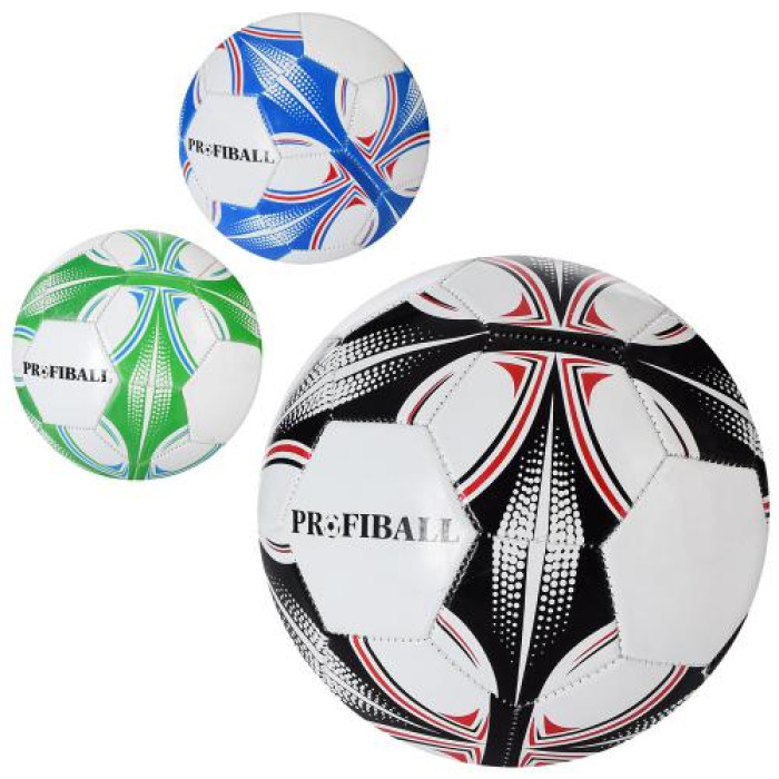 Мяч футбольный размер 5, ПВХ 1,8мм, 300г, 3 цвета, в пак. (30шт)