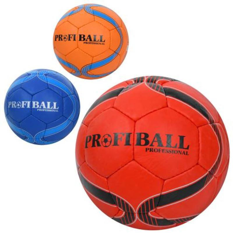 Мяч футбольный, размер 5, ПУ1, 4мм, ручная работа, 32 панели, 400-420г, 3цвета, пак. (30шт)