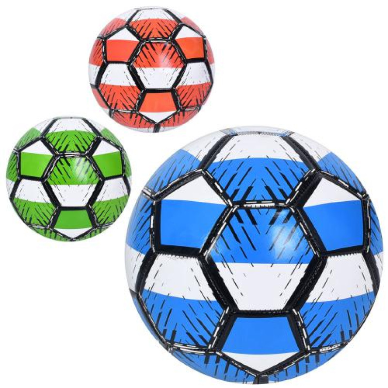 Мяч футбольный, размер 5, ПВХ, 1,8мм, неон, 340-360г, 3 цвета, пак. (30шт)