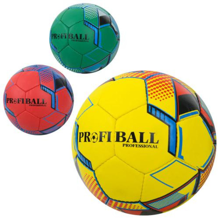 Мяч футбольный размер 5, ПУ1, 4мм, ручная работа, 32 панели, 400*420г, 3цвета, пак. (30шт)