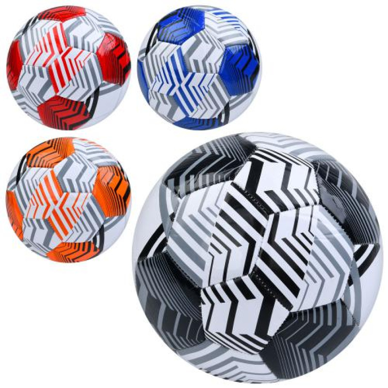 Мяч футбольный, размер 5, ПВХ, 300-320г, 4 цвета, пак. (30шт)