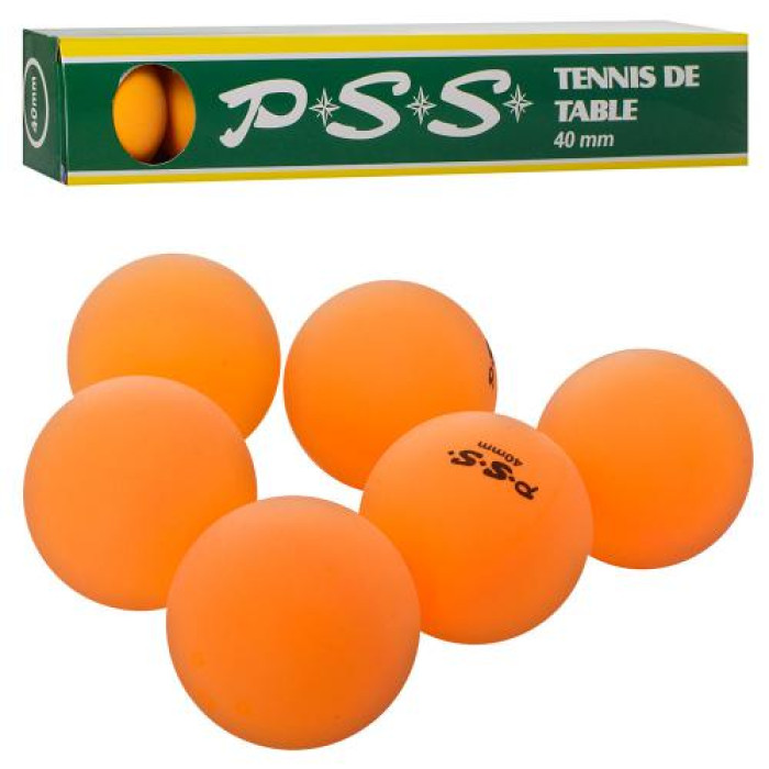 Теннисные шарики  6шт, 40мм, в кор. 24*4*4см (120шт)