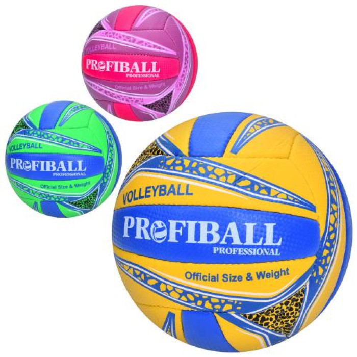 Мяч волейбольный официальный размер, ПУ, ручная работа, 260*280г, 3цвета, пак. (30шт)