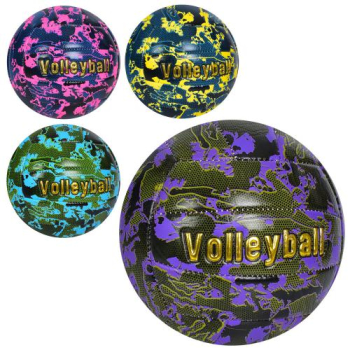 Мяч волейбольный, официальный размер, ПВХ, 260-280г, 4 цвета, пак. (30шт)