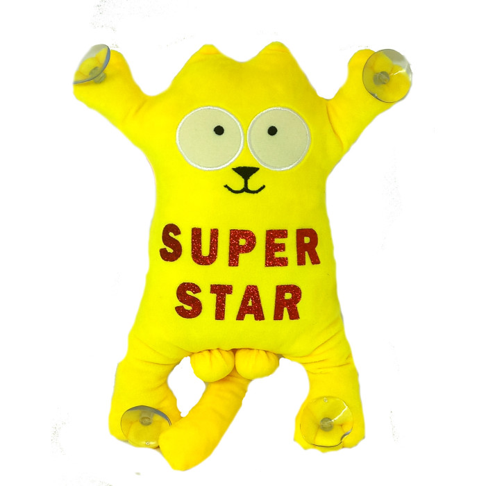 Игрушка мягкая Сувенир Котик 1/2 Super star 28см, желтый, на присосках, ТМ Копиця, Украина