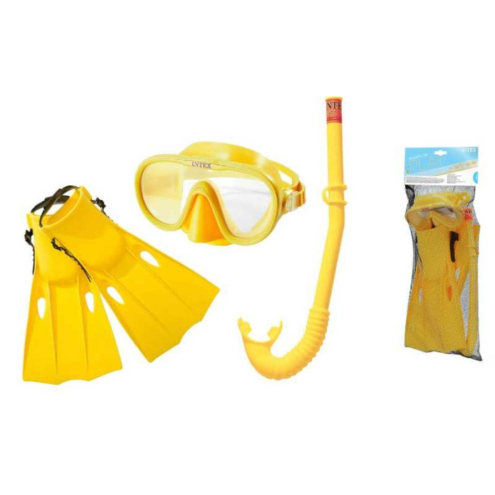 Набор для плаванья (ласты, маска, трубка, регул.ремешок) от 8 лет, планшет 9*45*20см, INTEX (6шт)