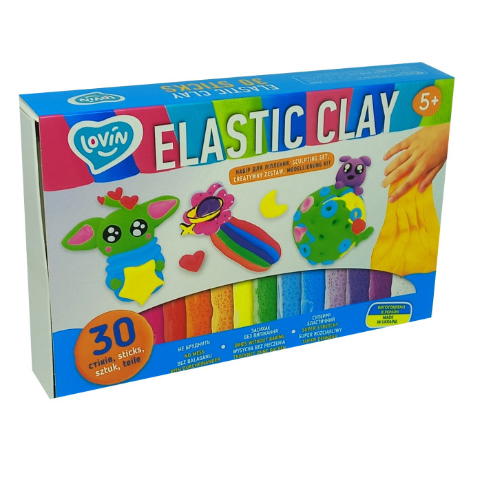 Набор для лепки с воздушным пластилином Elastic Clay 30 sticks TM Lovin