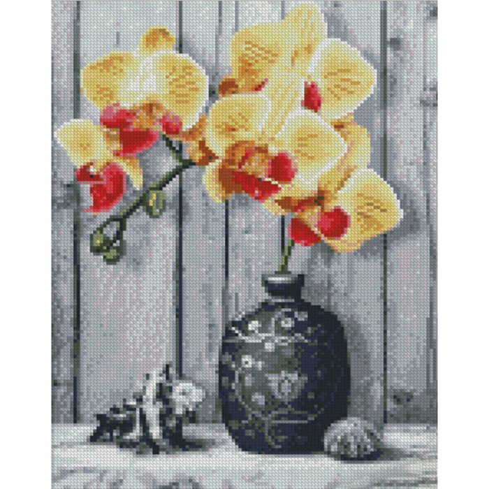Алмазная мозаика картина Желтые орхидеи на рамке размером 30х40см, в кор. 34*42*3см, ТМ Strateg, Украина