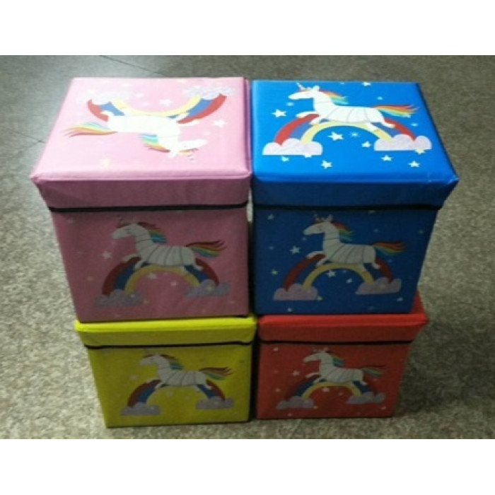 Корзина-сундук для игрушек, 4 вида, с крышкой, в пакете 31*31*31см (30шт)