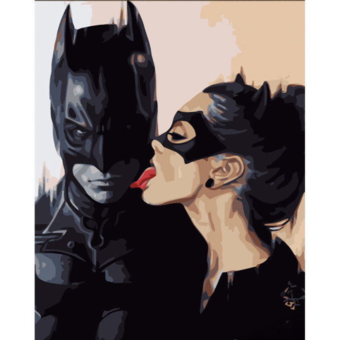 Картина по номерам Бэтмен с женщиной-кошкой 30х40см, в термопакете, ТМ Стратег, Украина