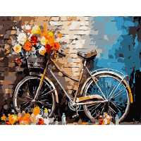 Картина по номерам Цветочный велосипед у стены размером 30х40см, термопакет, ТМ Стратег, Украина