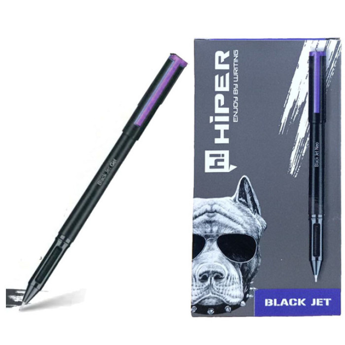 Ручка гелевая Hiper Black Jet GEL 1.0mm, фиолетовая, ЦЕНА ЗА УП.10ШТ