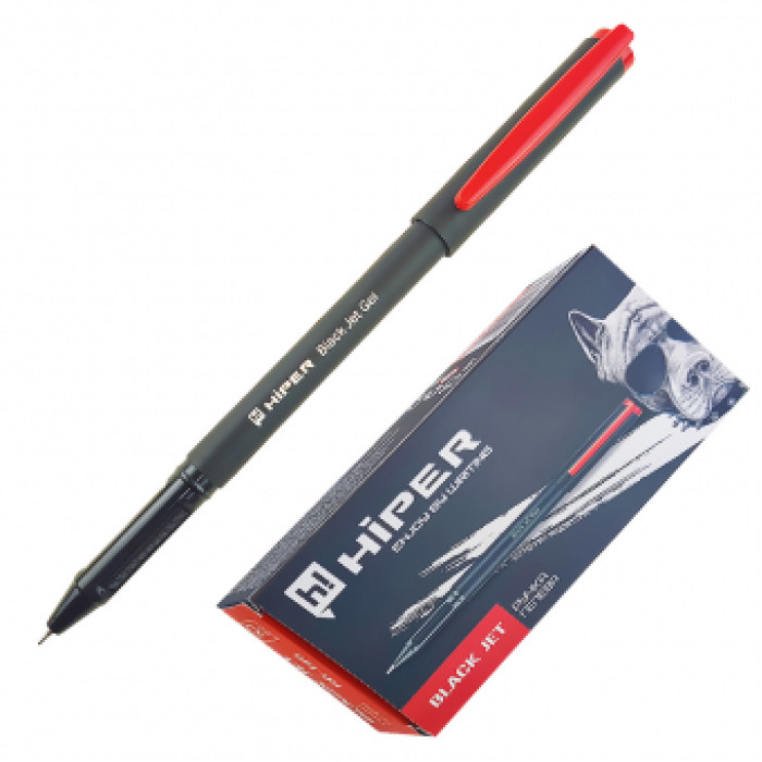 Ручка гелевая Hiper Black Jet GEL 1.0mm, красная, ЦЕНА ЗА УП.10ШТ
