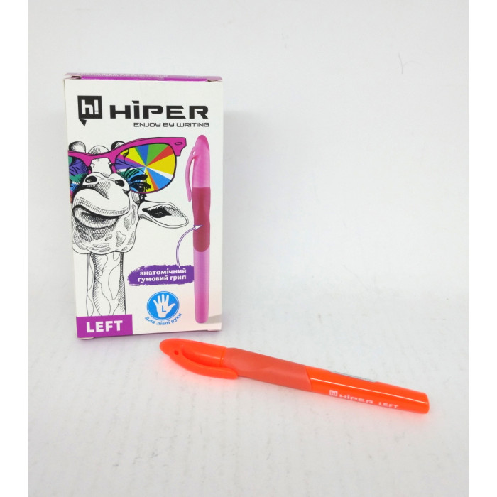 Ручка маслянная Hiper тренажер для левши, 0.7мм, синяя, ЦЕНА ЗА УП. 12ШТ, в кор. 14*8*2см, ТМ Hiper