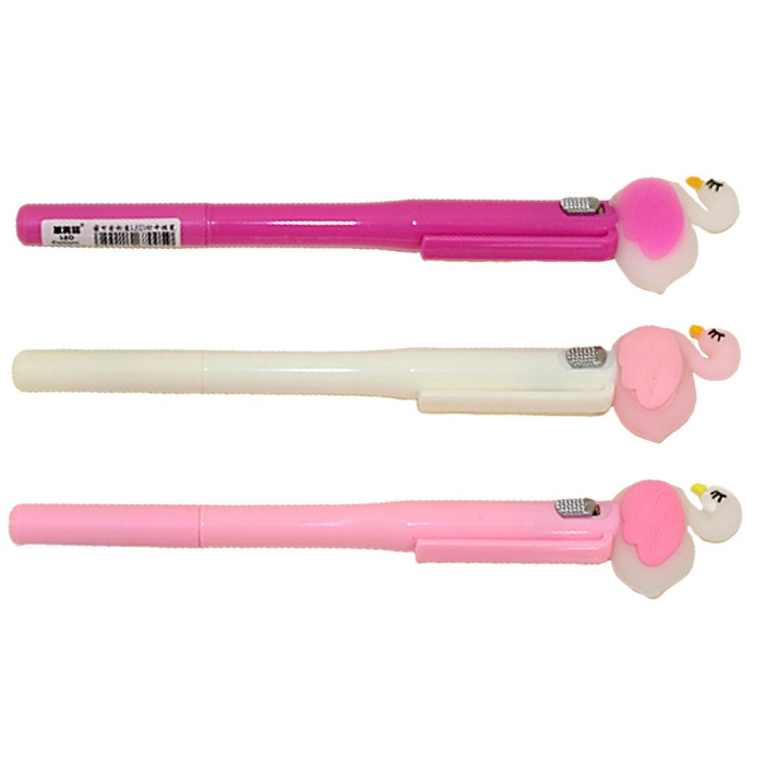 Ручка с подсветкой, гелевая, 0,5мм Фламинго, 15см (40шт)