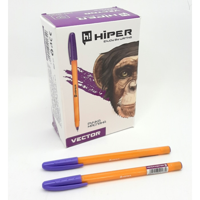 Ручка маслянная Hiper Vector, 0,7мм, фиолет, ЦЕНА ЗА УП., В УП. 50ШТ