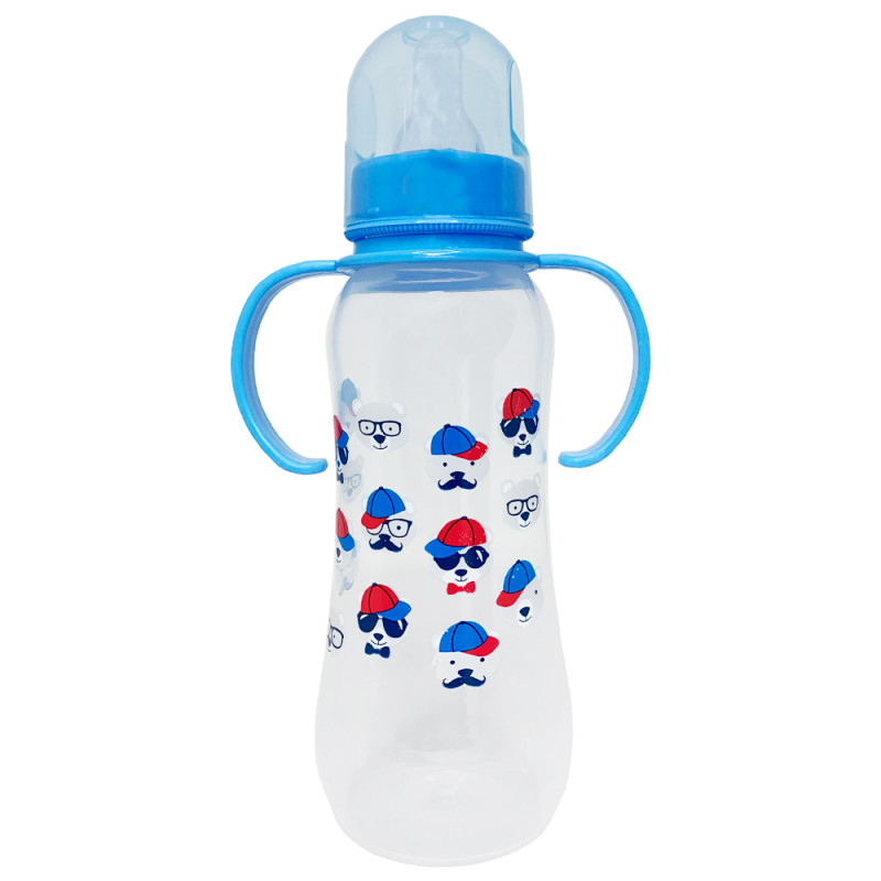 Бутылочка пластиковая с ручками, 250 мл синяя, в пак. 25*8см, ТМ MEGAZayka