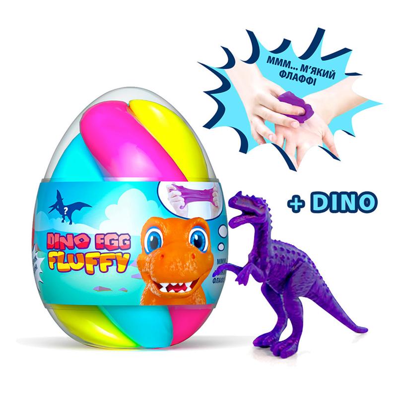 Флаффи-лизун в яйце DINO EGG с динозавриком 140мл, в яйце 10*5см (16шт)