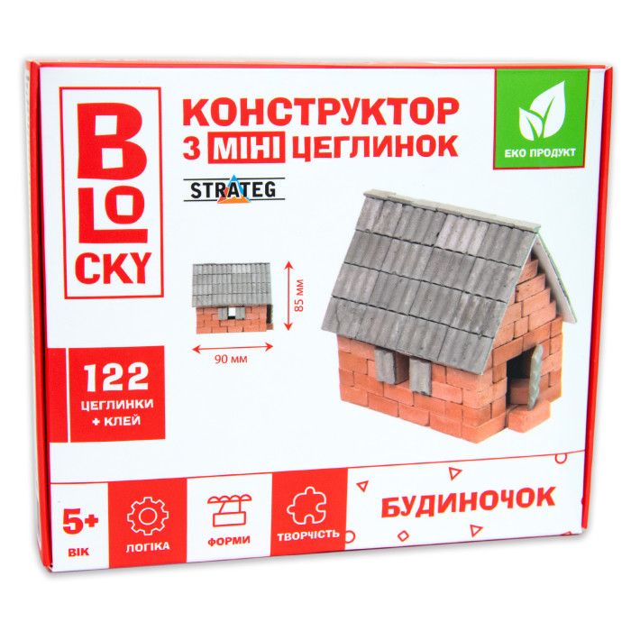 Строительный набор для творчества из мини-кирпичиков BLOCKY Домик, в кор. 14,5*12*4см ТМ Стратег, Украина