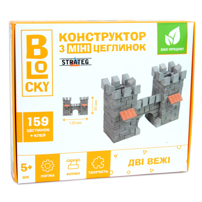 Строительный набор для творчества из мини-кирпичиков BLOCKY Две башни, в кор. 14,5*12*4см, ТМ Стратег, Украина