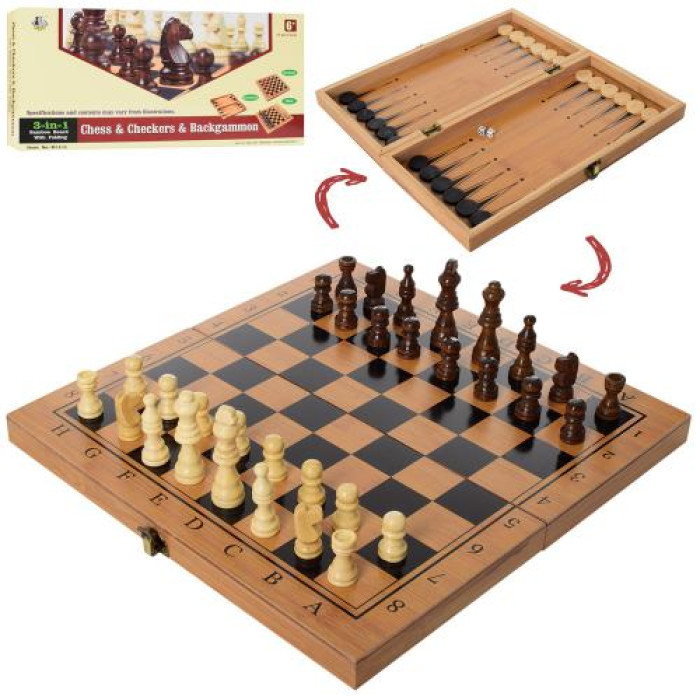 Шахматы 3в1 (нарды, шашки), деревянные, в кор. 35*18*5,5см (18шт)