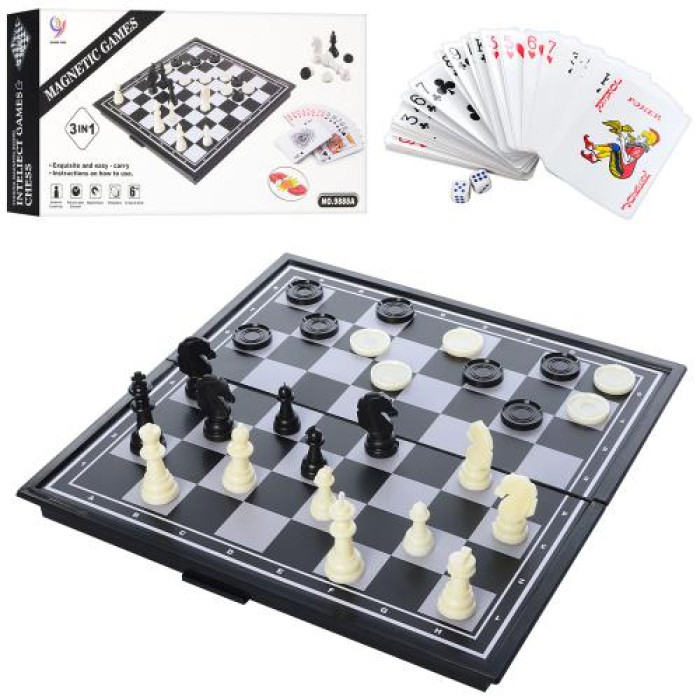 Шахматы магнитные, 3в1 (шашки, карты), в кор. 24,5*12,5*4см (36шт)