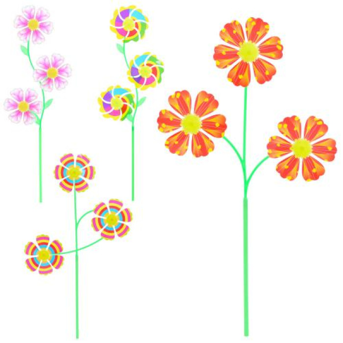 Ветрячок мельница, цветок 3шт, диам.9см, ЦЕНА ЗА 1ШТ, палочка 20см, 3 вида/микс цветов, пак. 15*19*2см (300шт)