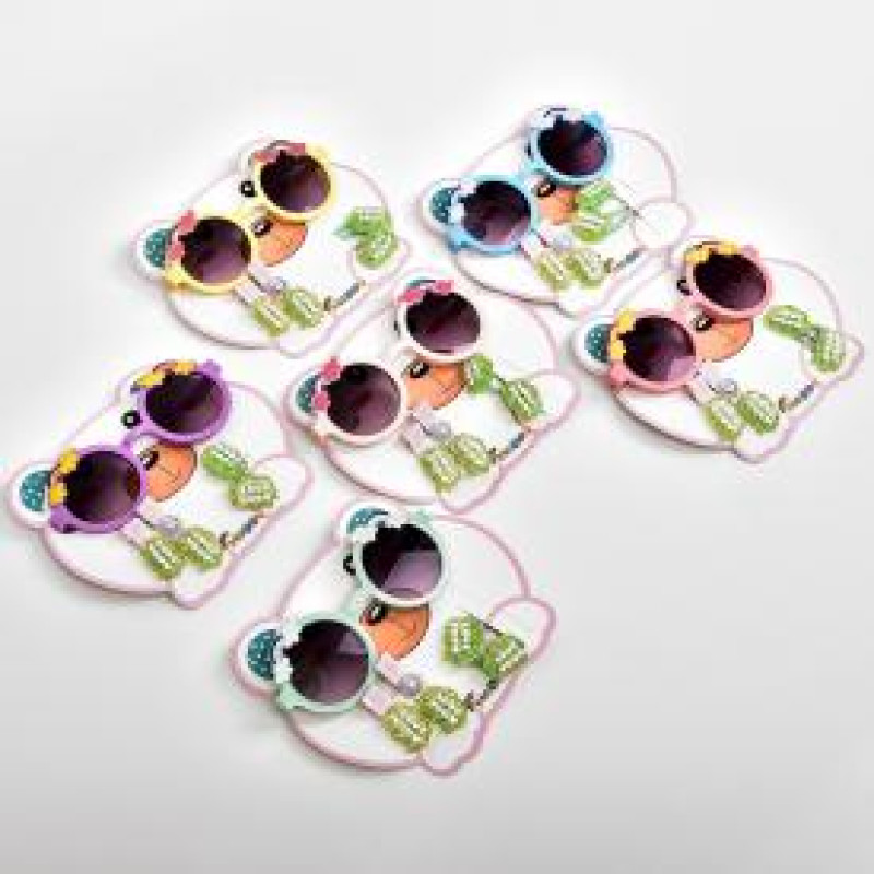 Набор для девочек 5пр/наб (солнцезащитные очки, 2резинки, 2шпильки)в пак.13*16см (360наб)