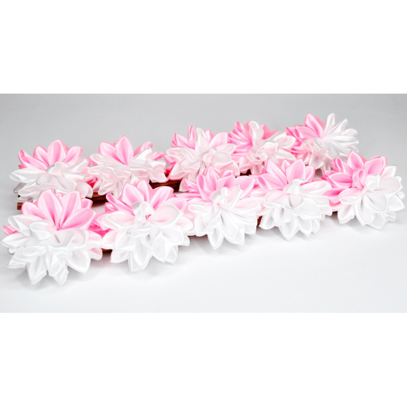 Бант-цветок бело-розовый, ЦЕНА ЗА УП. 10ШТ, в пак. 37*17см