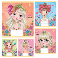 Зошит 12 арк.клітинка Тверда 41113 GIRL, 25 шт. в уп. /600/, 5к.