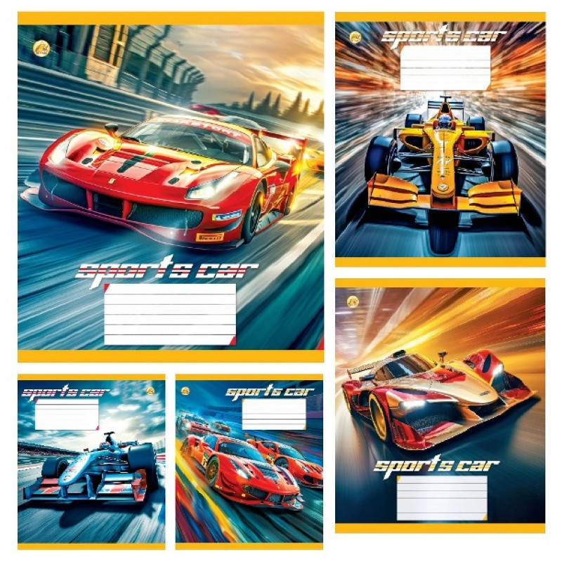 Зошит 12 арк.клітинка Тверда ТА51107 Sports car, 25/600, 5к. ціна за 25 шт.